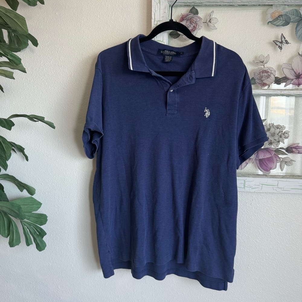 U.S. Polo Assn. Navy Polo with White Collar Piping
